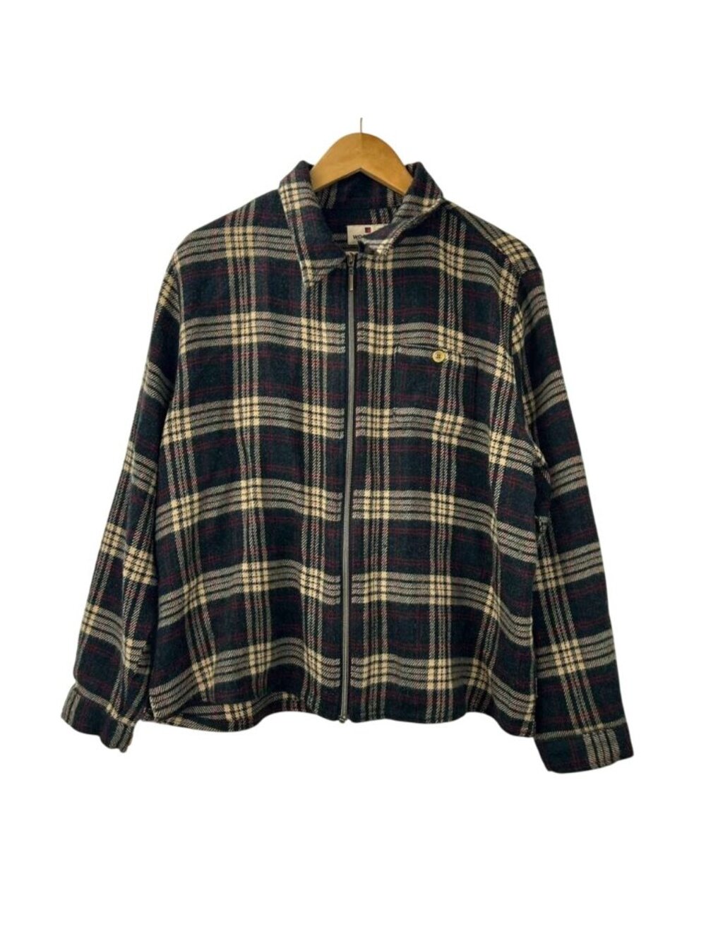 Woolrich Women's XL Plaid Full Zip Jacket Black/Beige/Red Full Zip Wool Blend